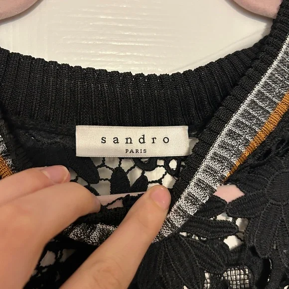 Sandro Black Lace Top - Picture 3 of 5
